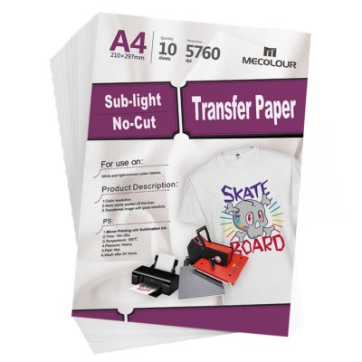 Sub light no cut transfer papel A3/A4 white  light-colored clothes