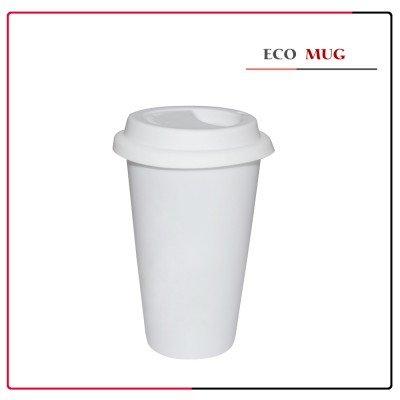 high quality ECO sublimation white ceramic latte coffee mugs with lid